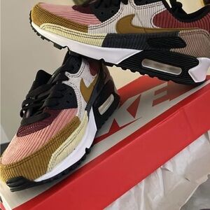 Nike Air Max 90 Corduroy Pink Yellow Black Sneakers
